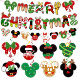 Mouse Theme Christmas Hanging Decorations - Banner, Foil Ceiling Swirls For Winter Holiday Merry Party Supplies