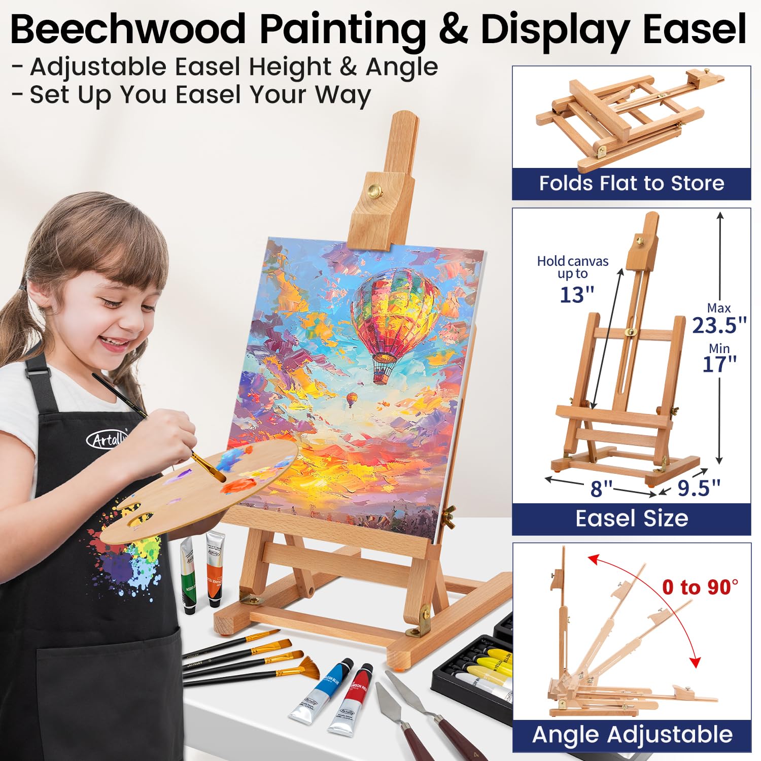 Acrylic Paint Set For Adults & Kids, 69 Pcs Canvas Painting Kits, 32 Colors Acrylic Paint (22Ml),Table Easel,Brushes,Canvas, Art Painting Supplies Kit For Students,Artists,Beginners