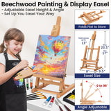 Acrylic Paint Set For Adults & Kids, 69 Pcs Canvas Painting Kits, 32 Colors Acrylic Paint (22Ml),Table Easel,Brushes,Canvas, Art Painting Supplies Kit For Students,Artists,Beginners