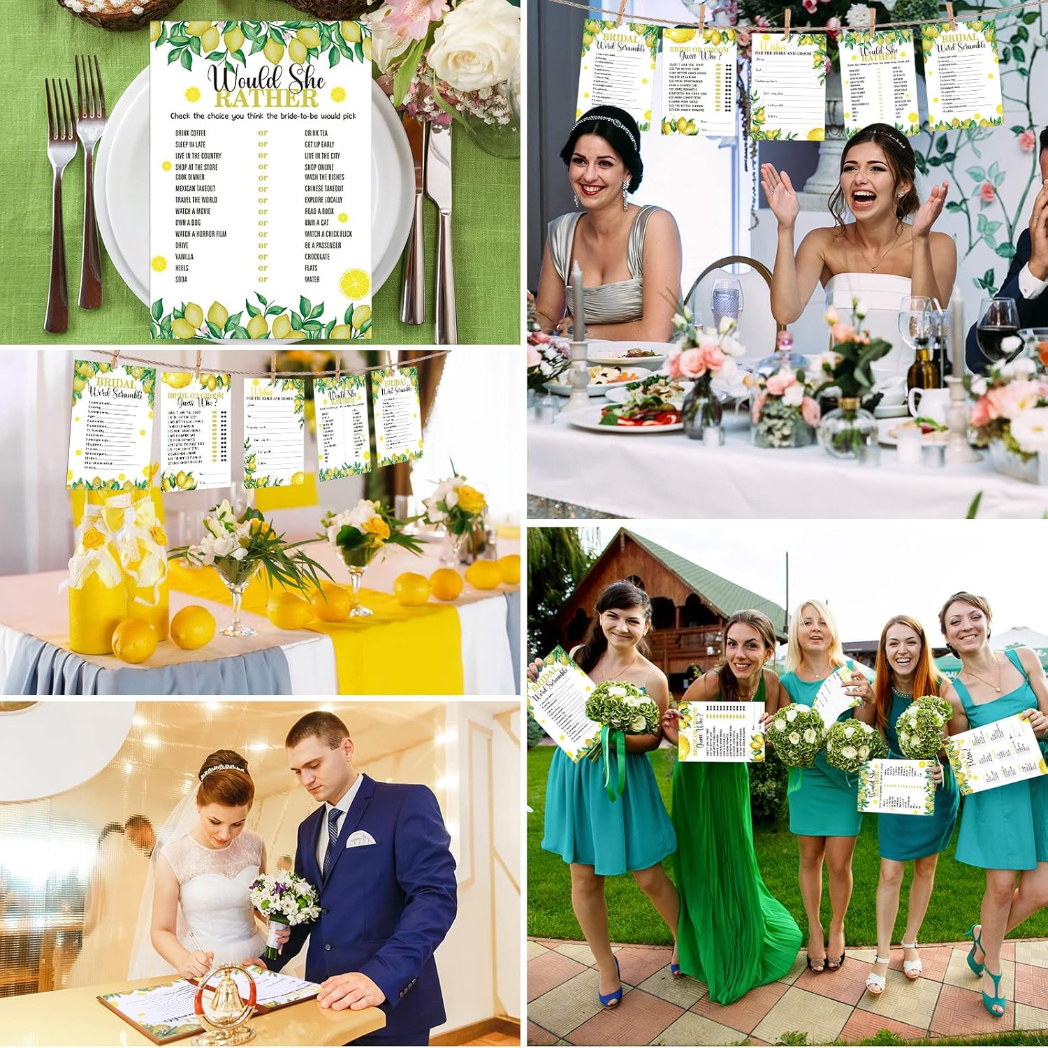 145 Pieces Lemon Bridal Shower Game Bridal Shower Favors Wedding Shower Games Set Include Wedding Games Cards And Pencils For Bride Groom Bachelorette Party Wedding Shower Party Favor