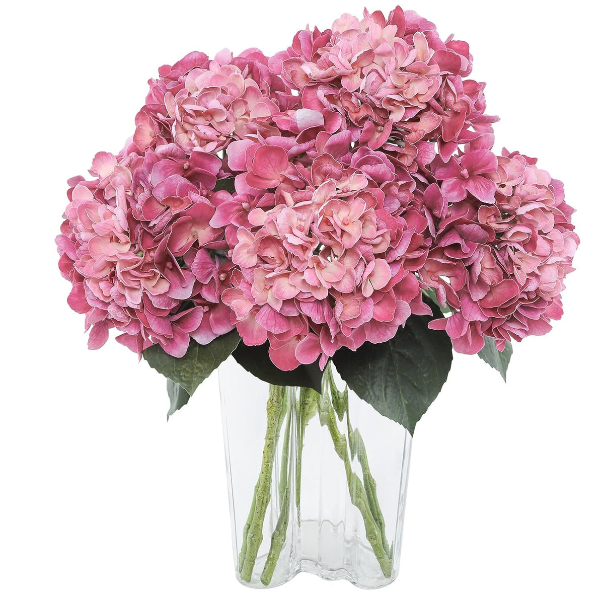 3Pcs Large Hydrangea Artificial Flowers 24.8" Real Touch Faux Hydrangea Uv&Waterproof Latex Fake Flowers With Bendable Stems &Leaves For Wedding Bouquet Centerpieces Home Party Decor(Magenta)