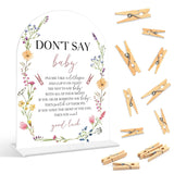 Baby Shower Games - Wildflower Don'T Say Baby Clothespin Game, 1 Arch Acrylic Sign And 50 Mini Clothespins, Gender Reveal Game, Floral Baby Shower Decoration Supplies (Gxb05)