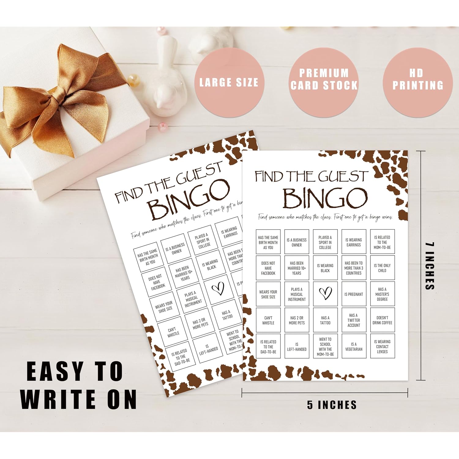 Baby Shower Games - Find The Guest Bingo Game For 30 Guests With Game Cards, Gender Reveal Game, Cowboy Baby Shower Supplies (23)