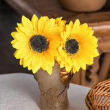 40Pcs Fake Sunflowers Heads With Stems 4'' Artificial Sunflower Silk Sunflower Heads For Outdoor Home Wedding Birthday Party Decoration (Yellow)
