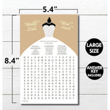 Wedding Word Find/Search Game - Bridal Shower - Champagne Silver Wedding Dress (50-Sheets)