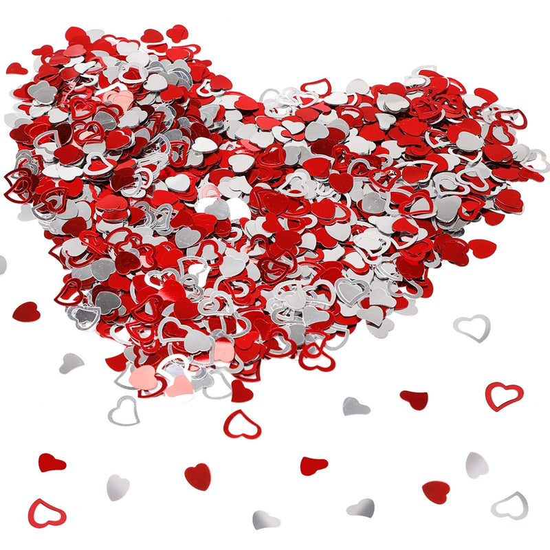 2000Pcs/15Mm Metallic Foil Red Silver Heart Confetti Glitter Heart Seq