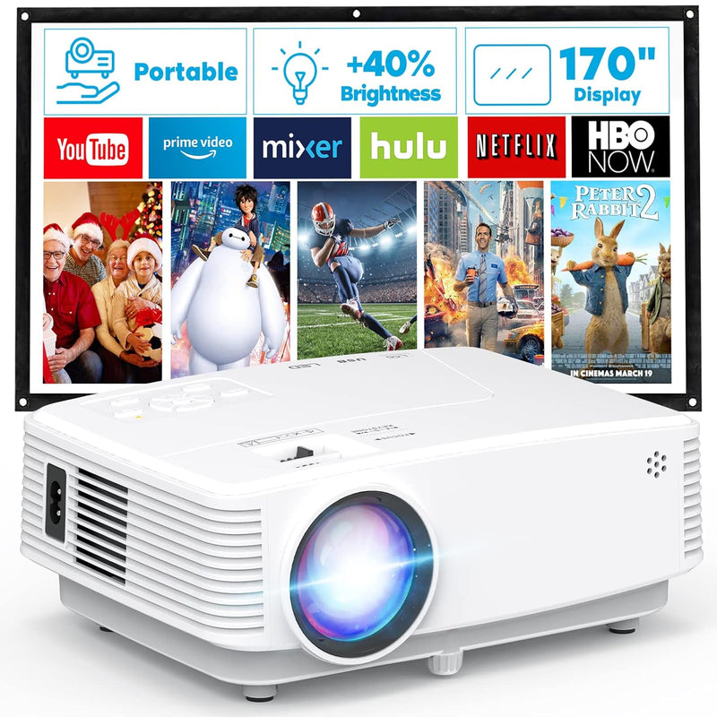 Mini Projector, Aokang 7500 Lumens Hd Portable Projector 1080P Full Hd Support