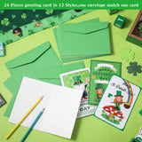 24 Pieces St Patrick'S Day Card With Envelope Green Shamrock Irish St Patrick'S Day Cards Assorted Greeting Cards For Home