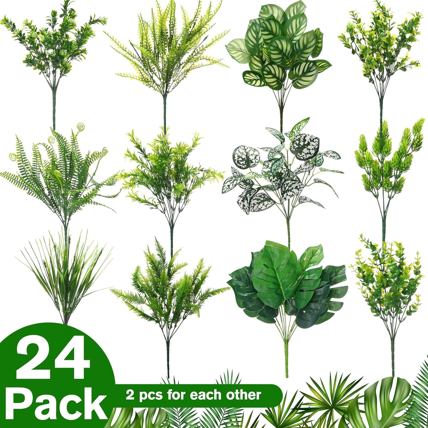 24 Pcs Artificial Flowers Plants For Outdoors, Uv Resistant Artificial Fake Plastic Faux Flowers Plants Outdoor Indoor For Decors Wedding