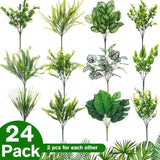 24 Pcs Artificial Flowers Plants For Outdoors, Uv Resistant Artificial Fake Plastic Faux Flowers Plants Outdoor Indoor For Decors Wedding