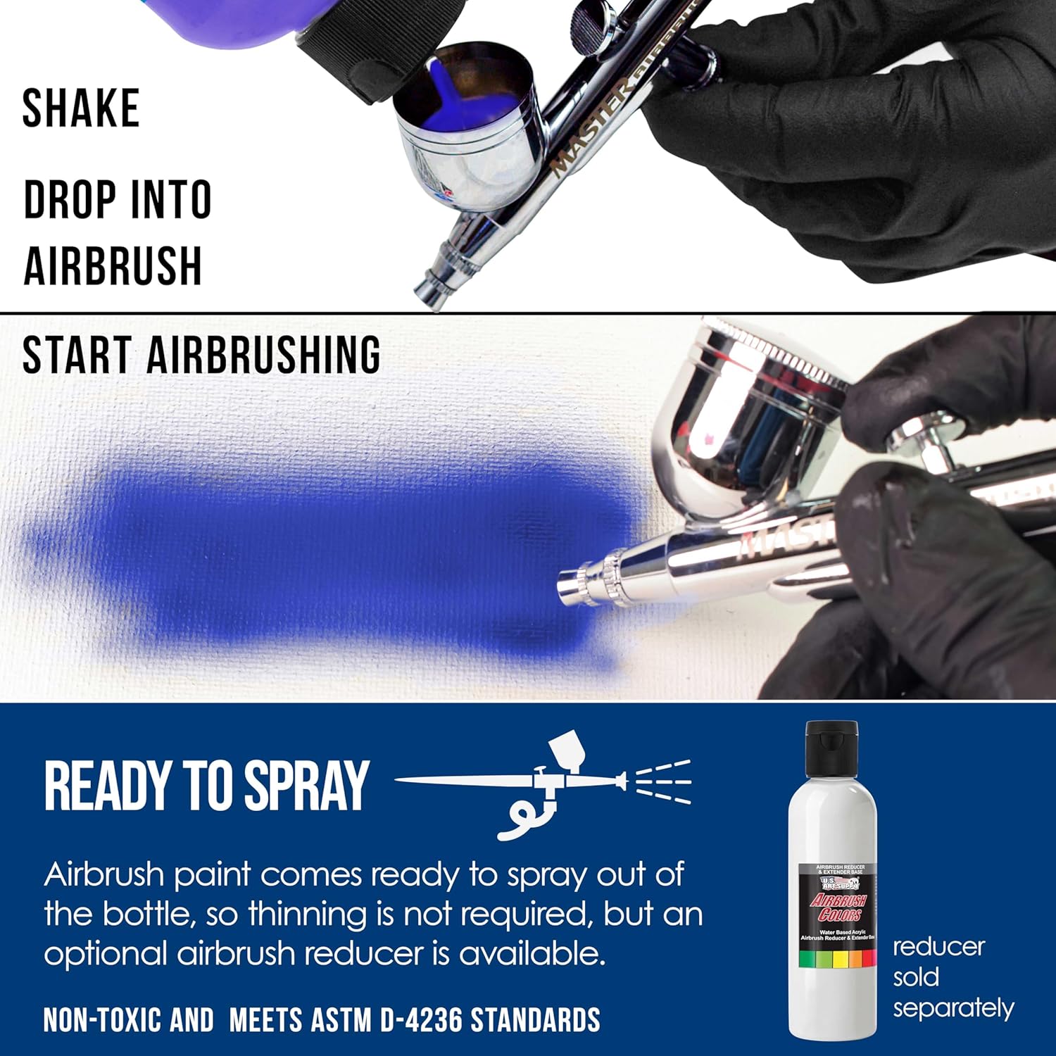 Opaque Phtalo Blue Acrylic Special Effects Airbrush Paint - 8Oz Ready To Spray Air Brush Paint For Nails, Models, Fabric - Water-Based Air Brush Painting