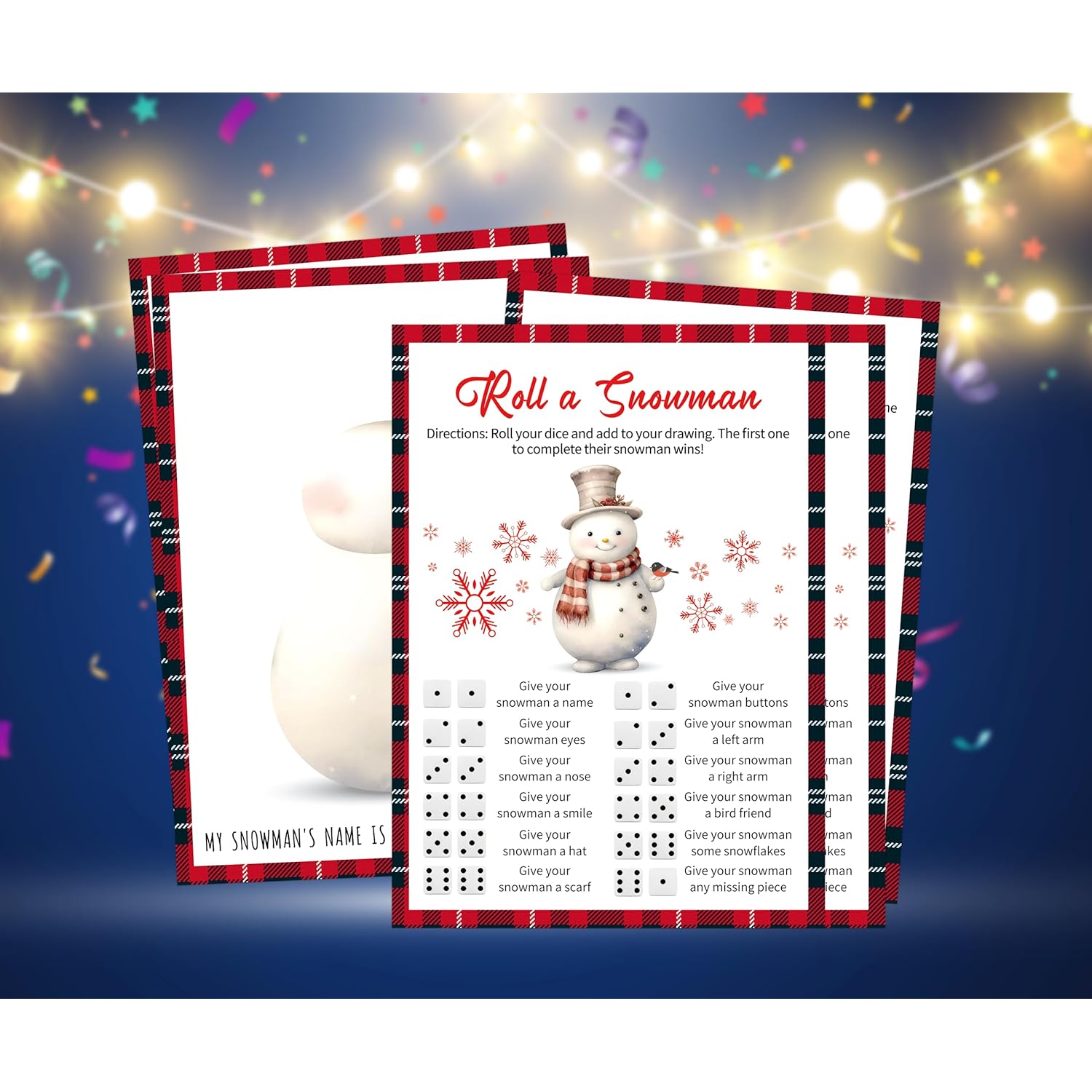 Roll A Snowman Game - 25 Christmas Cards, Dice Rolling Game, A Snowman Games For Family Fun, Christmas Party Activities, Party Favors, Christma Games For Families,1