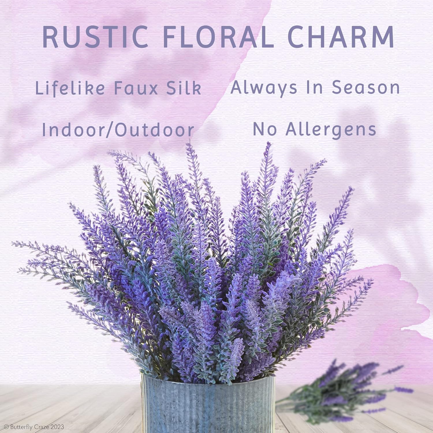 Lifelike Artificial Lavender Plants - Perfect For Crafting, Home Decor, And Weddings, Pair With Fake/Dried Flowers Like Purple Roses, Nearly Natural Faux Silk Flowers, 8-Piece Bundle