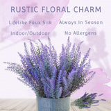Lifelike Artificial Lavender Plants - Perfect For Crafting, Home Decor, And Weddings, Pair With Fake/Dried Flowers Like Purple Roses, Nearly Natural Faux Silk Flowers, 8-Piece Bundle