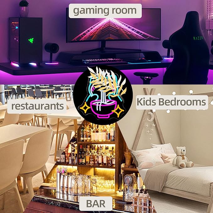 Ramen Bear Neon Sign Blue USB Dimmable LED Wall Light for Restaurant Gaming Room Bedroom Decor