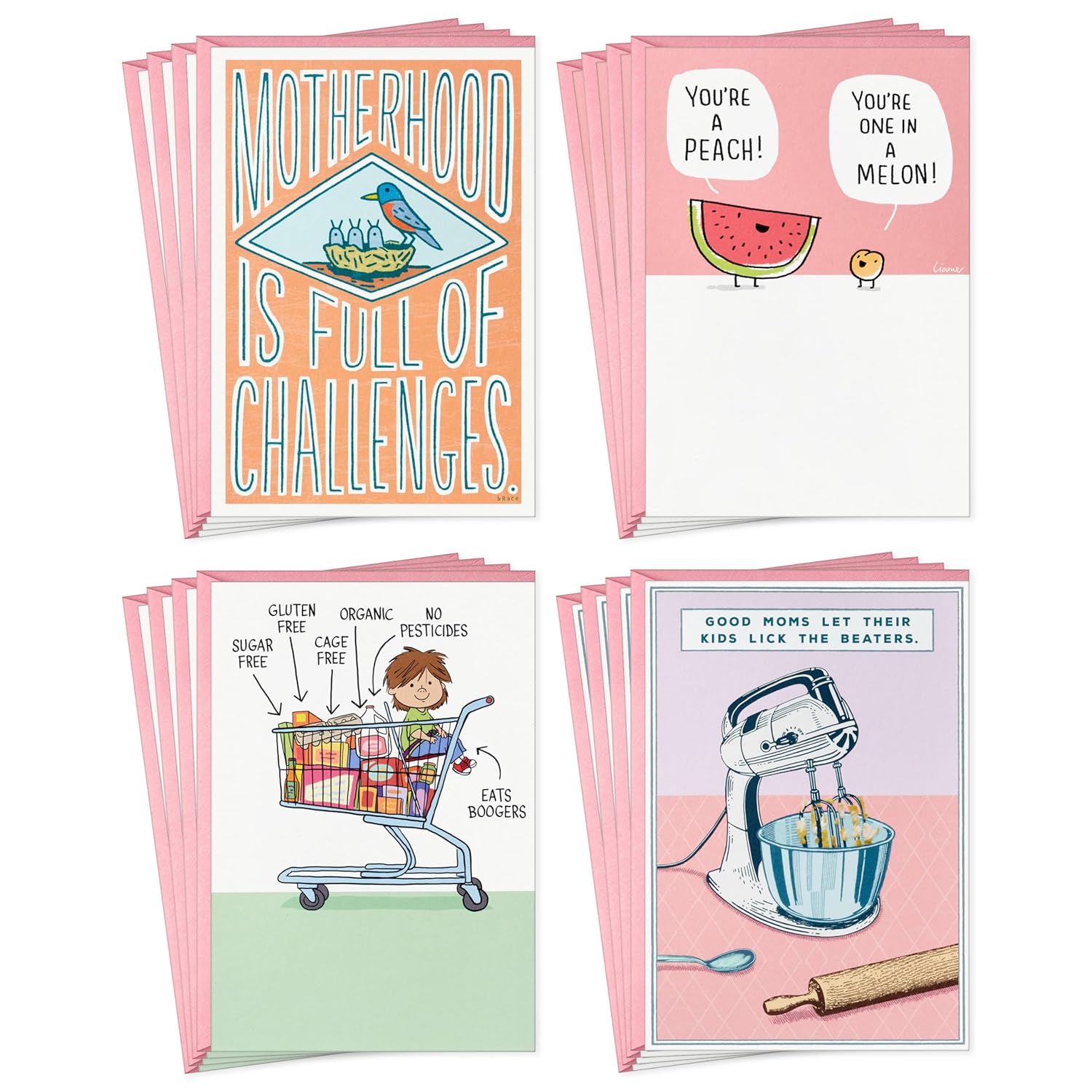 Hallmark Shoebox Funny Mother's Day Card Assortment (16 Cards with Envelopes) Cute Humor
