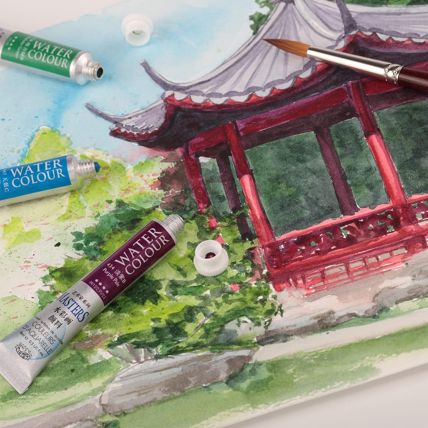 Watercolor Paint - Concentrated Color, Pure Pigments, High Lightfastness Ratings Craft Paint For Artists - Vermillion Red (9Ml/0.3 Oz)