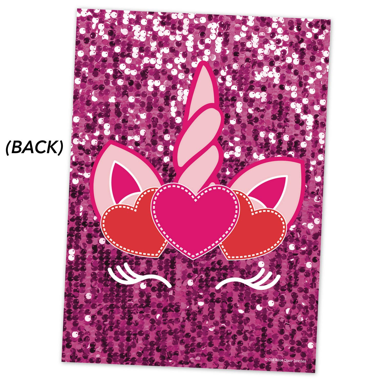 32 Valentine Classroom Party Exchange Cards Bulk Pack For School (32 Count With Envelopes) - Hot Pink Unicorn - Large Size - Heavy Weight Cardstock - Kids Valentine'S Day Party Supplies For Girls