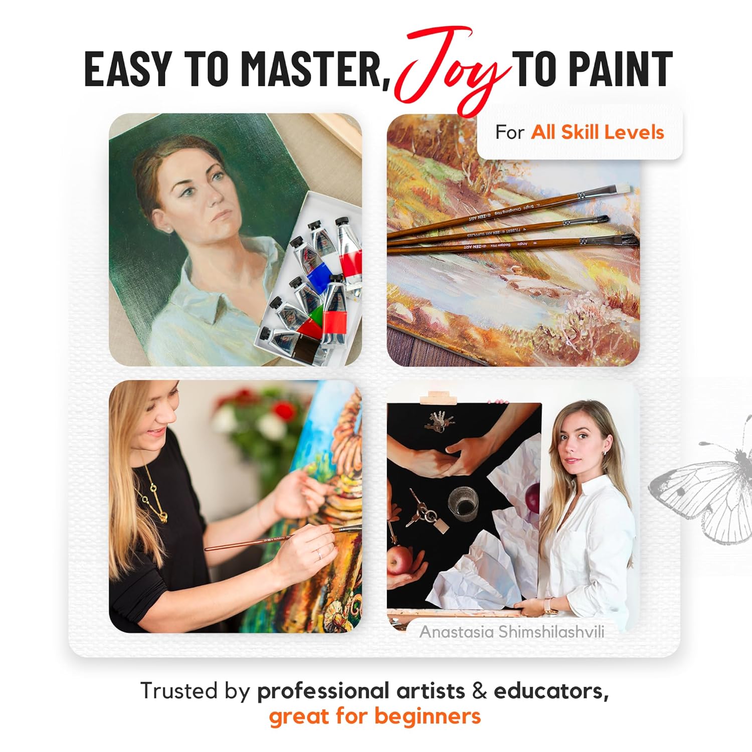 Portrait Palette By Zenart - Old Masters' Colors - Professional Oil Paint Set - 8 X Large 1.7 Fl Oz (50Ml) Tubes - Non-Toxic, Highly Pigmented, Creamy, Lightfast Oil Paints For Eco-Conscious Artists