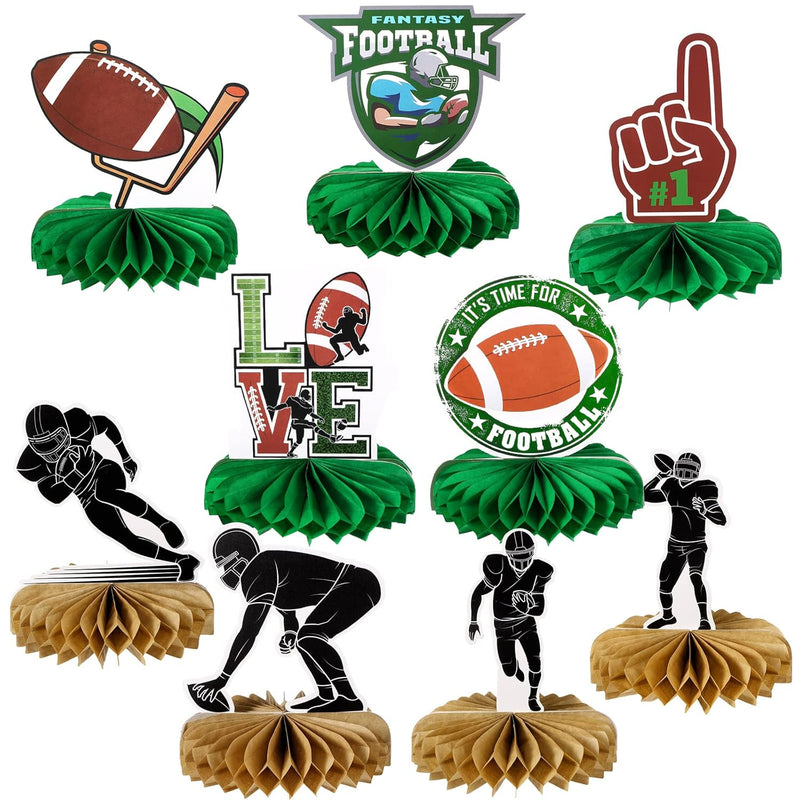 9 Pcs Football Honeycombs Centerpiece 3D Football Centerpieces For Tab