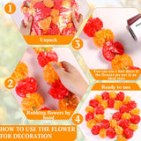24 Pcs 5 Ft Long Strands Faux Artificial Marigold Flowers Garland For Wedding Party Mantle Decoration Faux Garlands Wedding Garland Diwali Decoration For Home Christmas (Red,Orange)