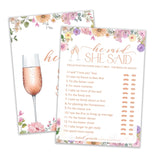 Wedding Bridal Shower Games, He Said She Said Game Cards, Wildflower Wedding Game, Engagement Party Favor, Bridal Shower Decorations Supplies, Reception Games 25 Guests-03