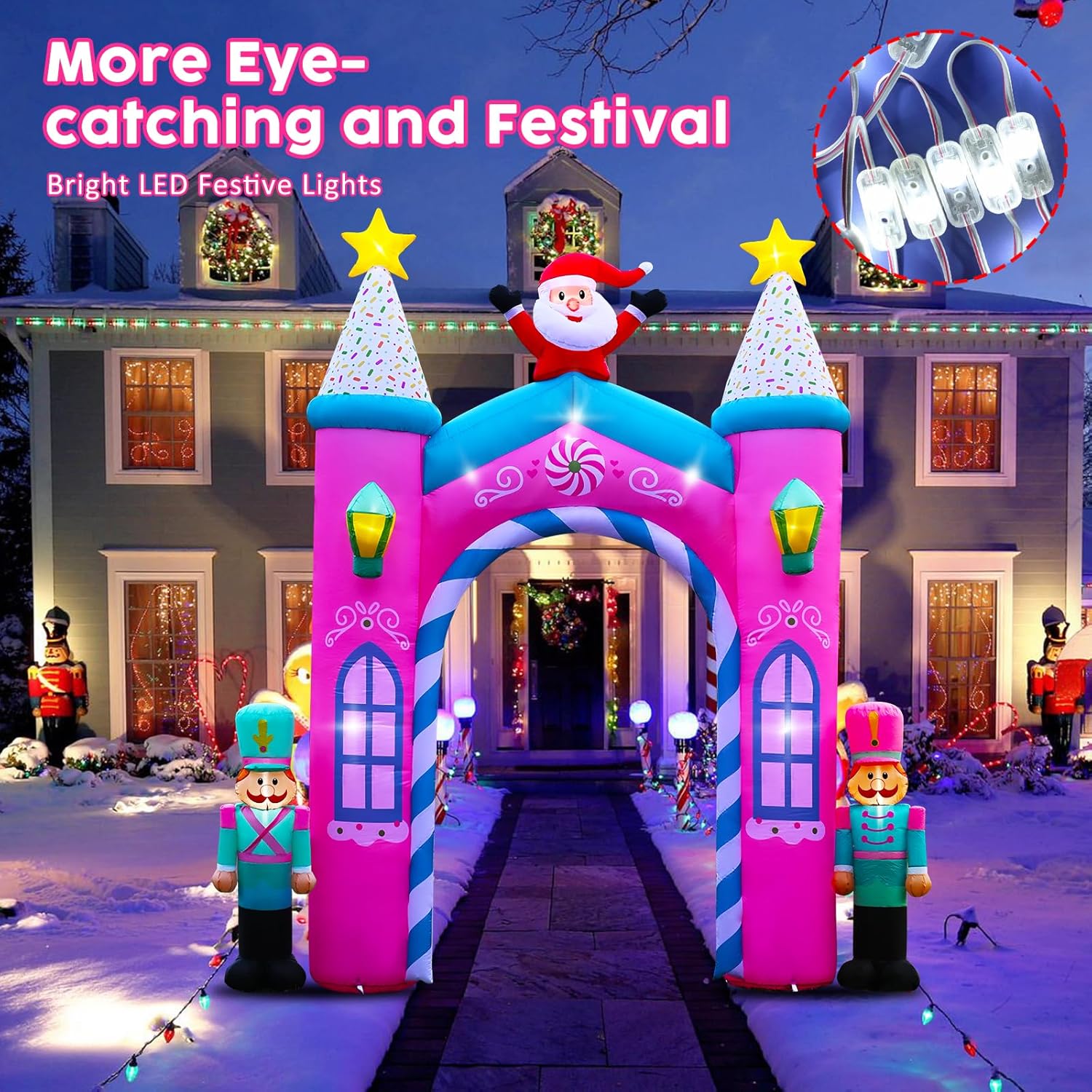 Christmas Inflatable Archway Outdoor Decoration – 12Ft Nutcracker Soldier Inflatable Arch With Led Lights, Christmas Blo