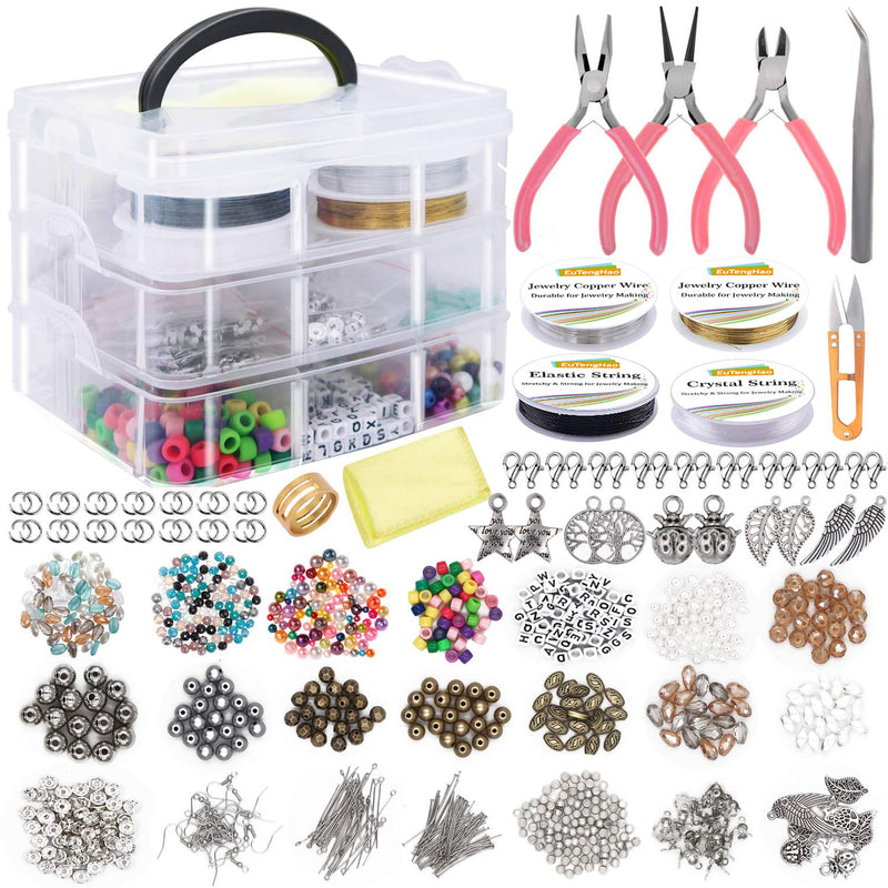 Jewelry Making Supplies Kit Includes Assorted Beads,Jewelry Charms Findings,Pe