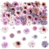 90 Pcs Mini Artificial Silk Flower Heads - Purple Peony, Daisy, Rose Floral Appliques For Spring Summer Crafts | Diy Wreath Accessories For Wedding/Home Decor/Party/Graduation Cap