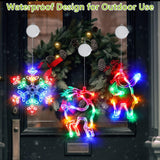 3Pcs Christmas Window Lights, Battery Powered Christmas Window Hanging Decorations Reindeer & Christmas Tree & Snowflake