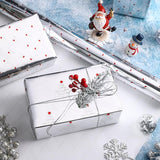 Christmas Wrapping Paper Roll With Metallic Foil Shine - Mini Roll - 17 Inches X 10 Feet Per Roll, Total Of 3 Rolls - Silver Christmas Elements