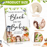 75 Pcs Baby Shower Games Sign Kit Including Decorate A Block Game Sign 50 Diy Wooden Block 24 Acrylic Paint Pens Prize For Baby Shower Gender Reveal Party(Woodland)