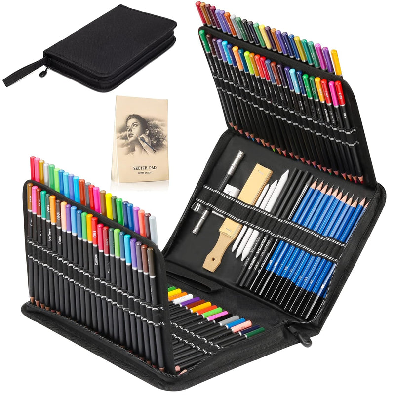 144 Pack Drawing Sketching Coloring Set,Include 120 Professional Soft Core Col