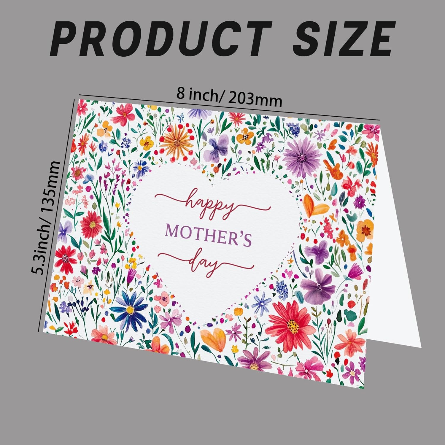 Floral Mother’S Day & Birthday Card For Mum | Elegant Wildflower Design | Includes Burgundy Envelope | Blank Inside For Personal Message | Perfect For Mum, Grandma, Or Any Special Woman (Heart Mother'S Day)