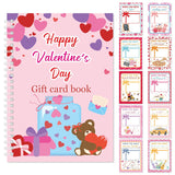 Valentine’S Day Gift Card Book - 24 Page Filled Love Spiral Bound Booklet Organizer With Protective Pvc Card Holders Sticky Dots, Creative Gift For Her, Family, Girlfriend, 5X7 Inches