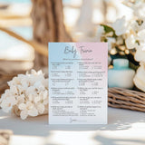 Gender Reveal Party Game — Baby Trivia Game — Pack Of 25 — Minimalist Pink Or Blue Fun Baby Facts Games, Blue Or Pink Trivia Gender Neutral Baby Shower Games Activities, Coed Couples Shower G752-Trv