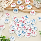50Pcs Gender Reveal Button Pins Pink Blue Footprints Team Girl Boy Button Badges For Baby Shower Party Game Supplies