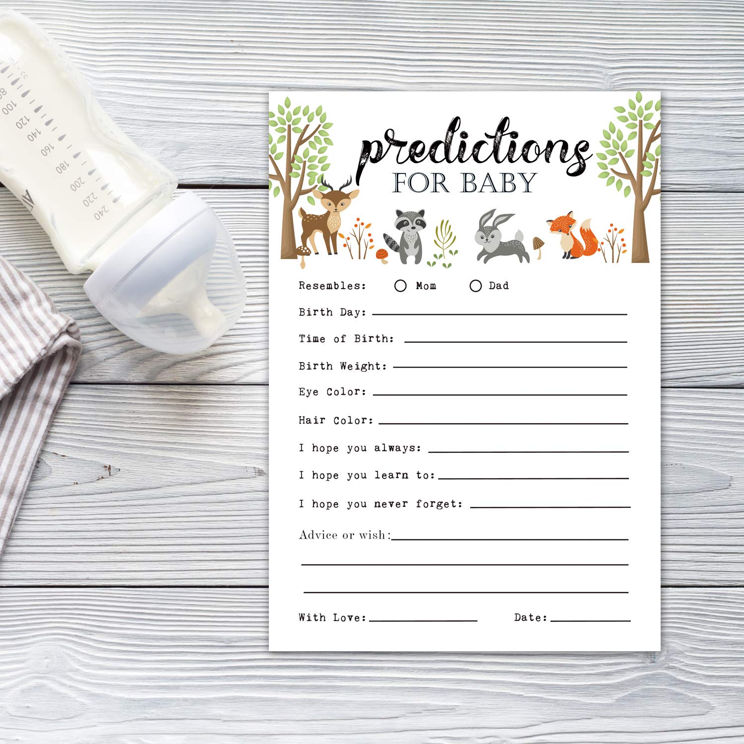 25 Advice And Prediction Cards For Baby Shower Game, New Mom And Dad Card For Girl Or Boy Babies, New Parents, Fun Gender Neutral Shower Party Favors