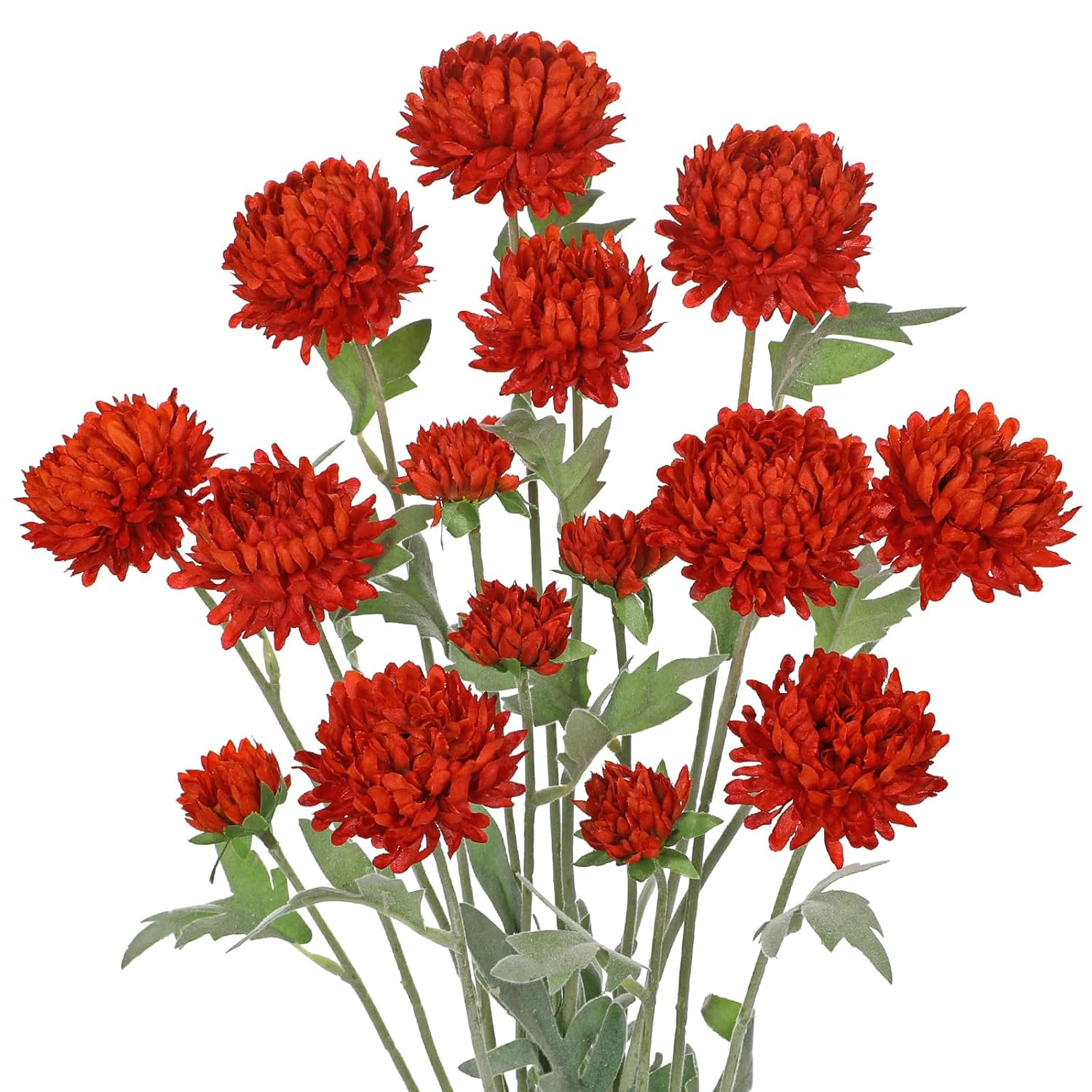 5Pcs Artificial Chrysanthemum Flowers - 27.5'' Tall Faux Mums Floral Stems Red Silk Chrysanthemums For Home Wedding Party Bouquet Vase Arrangement Décor