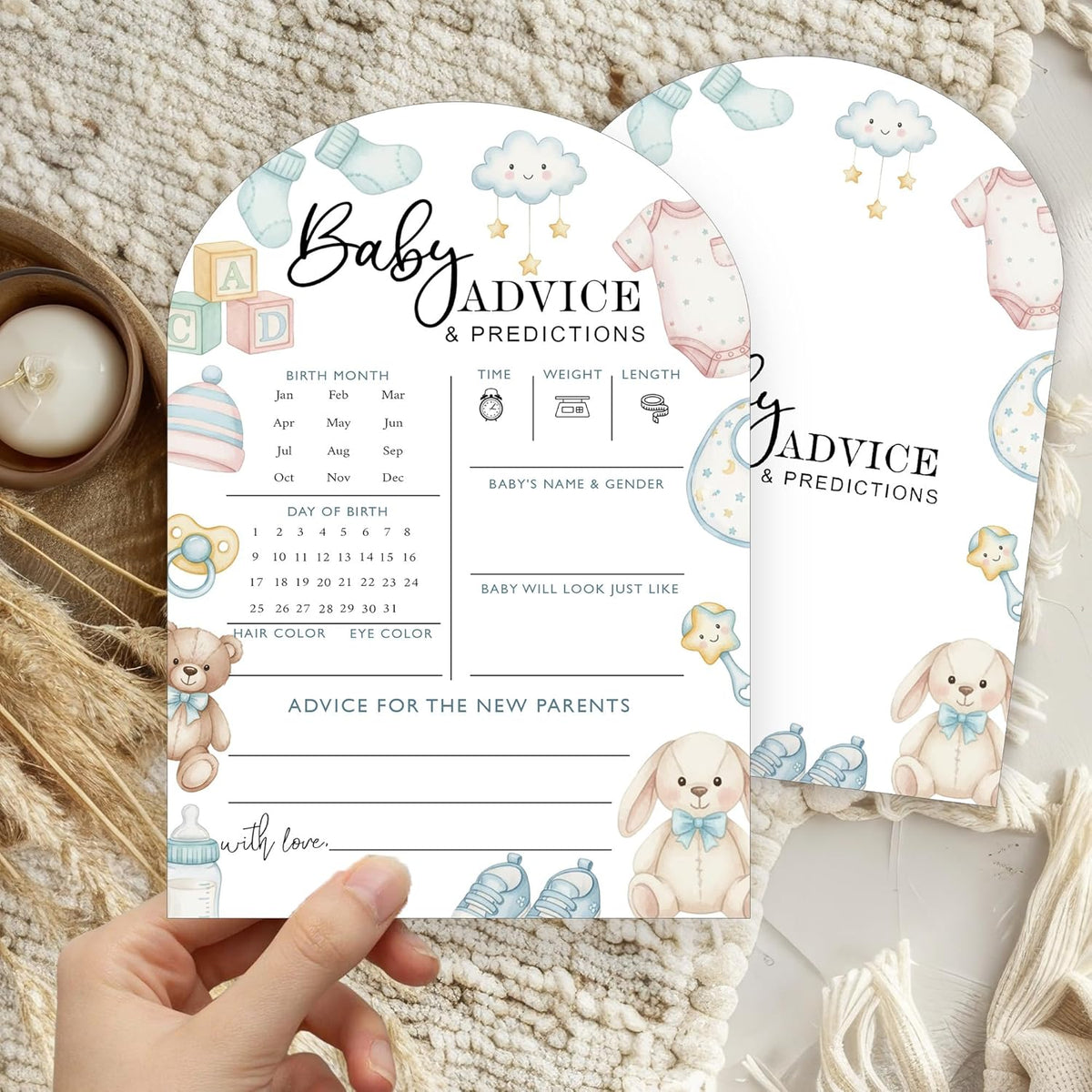 Baby Predictions And Advice Cards - 30Pcs Gender Reveal Games For Guests, 5 X 7 In Baby Shower Activities For Guests, Gender Neutral Table Decorations For New Parents