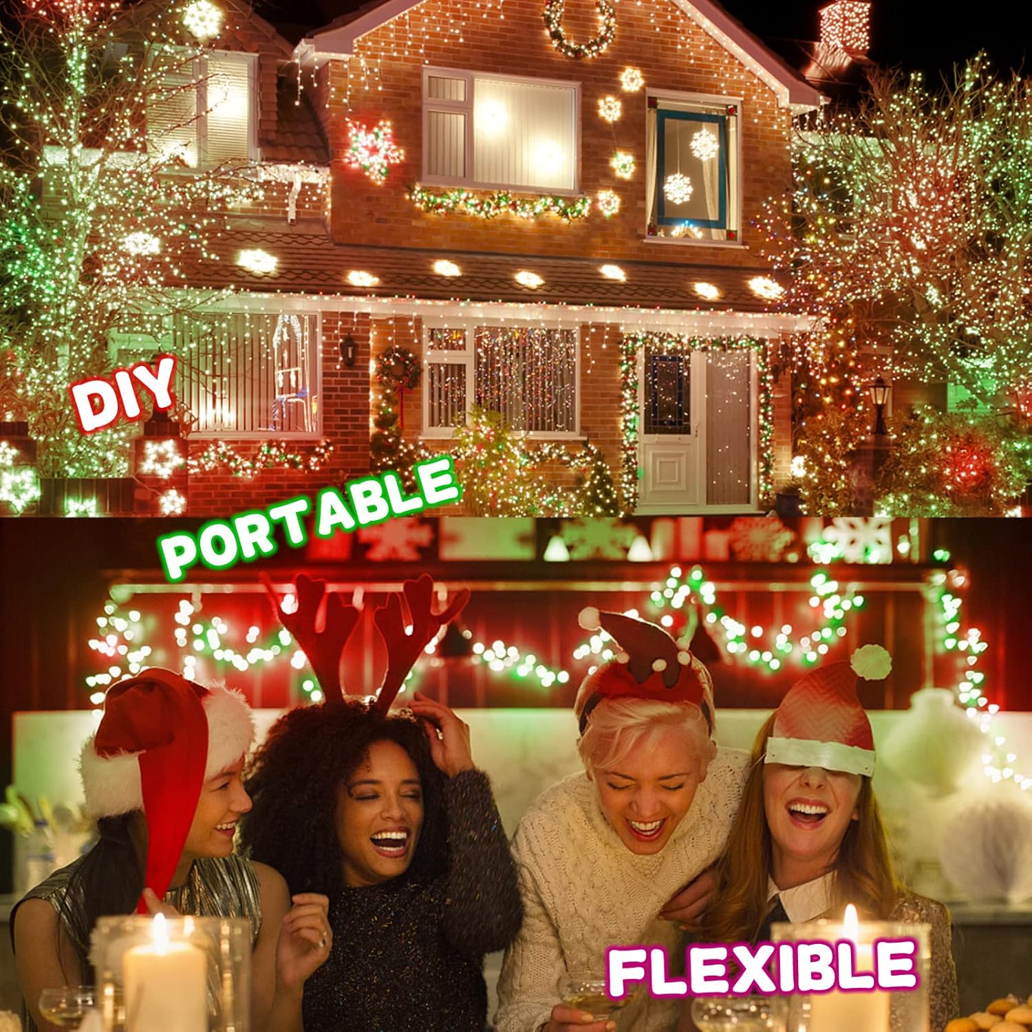 6 Pack Red And Green Fairy Lights Battery Operated, 7 Ft 20 Led Red Green Christmas String Lights, Waterproof Copper Wir