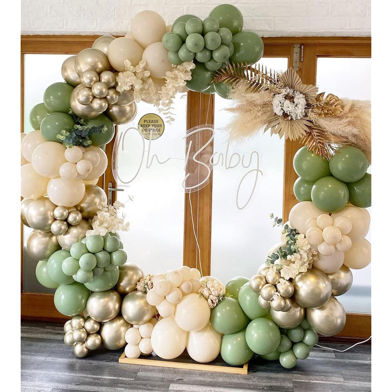 Sage Green White Sand Balloons Garland Arch Kit 155Pcs Sage Green Sand