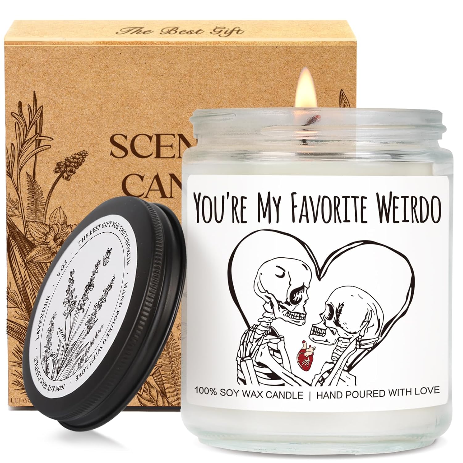 Dark Gothic Humor Halloween Valentines Day Scented Candle Gifts For Couples Him Her, You'Re My Favorite Weirdo - Goth Spooky Skeletons Halloween Candle Gifts For Boyfriend Girlfriend Husband Wife-26