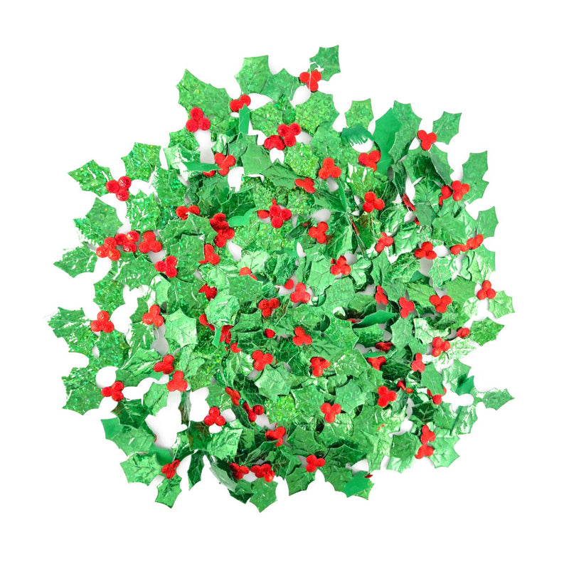 100Pcs Shiny Holly Leaves Christmas Small Holly Green Leaves And Red Berries S