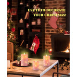 Flickering Flameless Candles With Embedded String Lights, Battery Operated Candles With Remote Control And Timer,Led Candles For Home Decoration,Real Wax, 3 Pack Pink