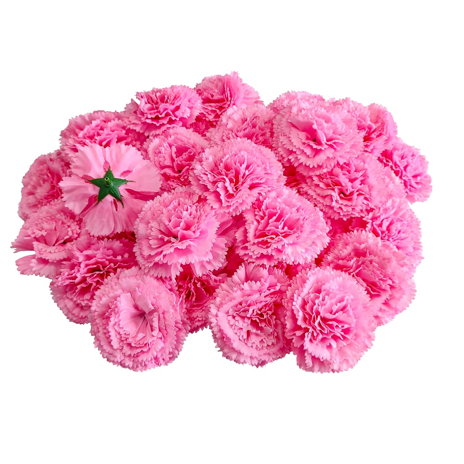 Pink Carnations Artificial Flowers Heads, 80Pcs 3.5'' Fake Faux Silk Flower Heads With Stem For Diy Wreath,Flower Wall, Handmade Flowers, Table Centerpieces, Baby Shower, Graduation Decor