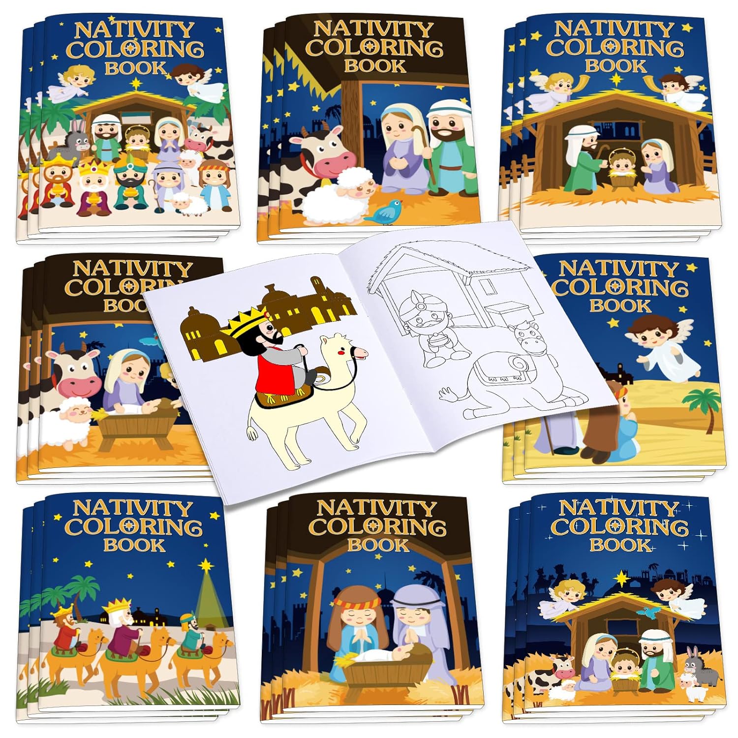 24 Pieces Christmas Nativity Activity Coloring Book The Nativity Of Jesus Coloring Page For Christmas Holiday Party Gift Goodie Bags Rewards Carnival Prizes