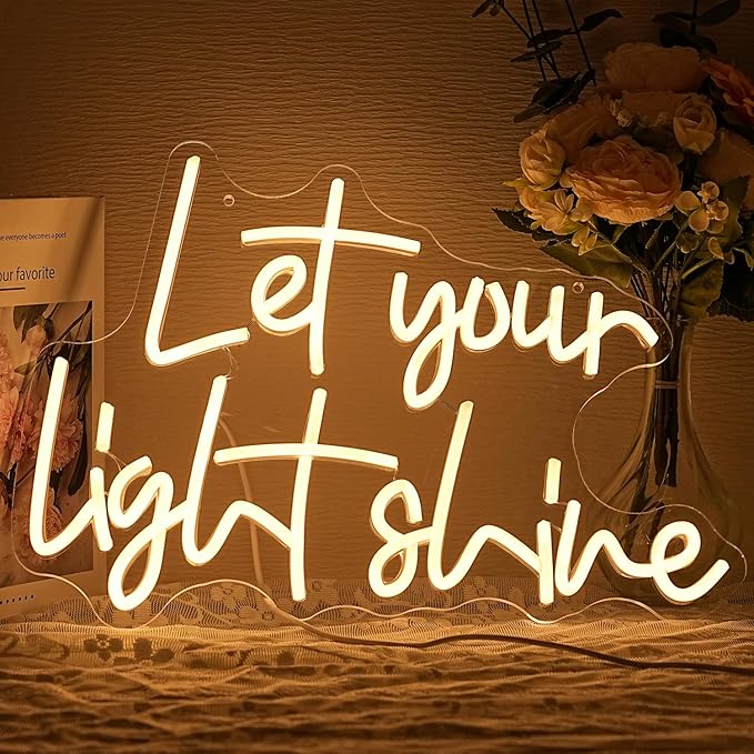 Let Your Light Shine Neon Sign LED Christian Wall Light for Prayer Room Church Bedroom Decor