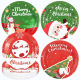 48 Pcs Christmas Paper Plates, Disposable Xmas Dessert Plates Snowflake Plates Santa Claus Dinnerware For Merry Christmas Holiday Party Supplies
