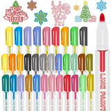 33 Colors Christmas Double Line Outline Markers, Xmas Draw Markers Squiggles Shimmer Markers Set Christmas Outline Metallic Marker Pens For Christmas Greeting Card Festive Diy Crafts Supplies